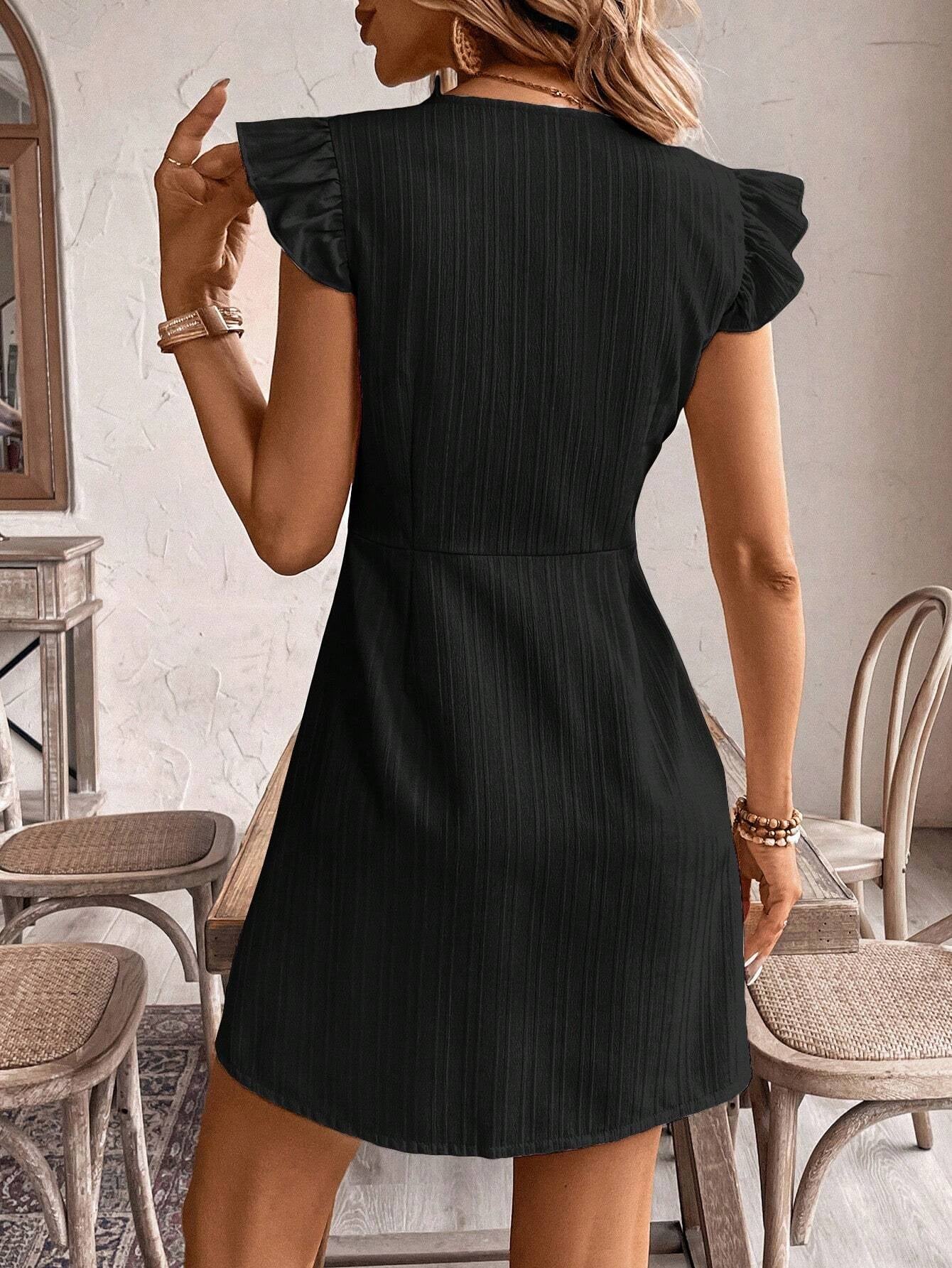 Frenchy Women'S Solid Color Simple Daily V-Neck Dress,Business Casual Woman