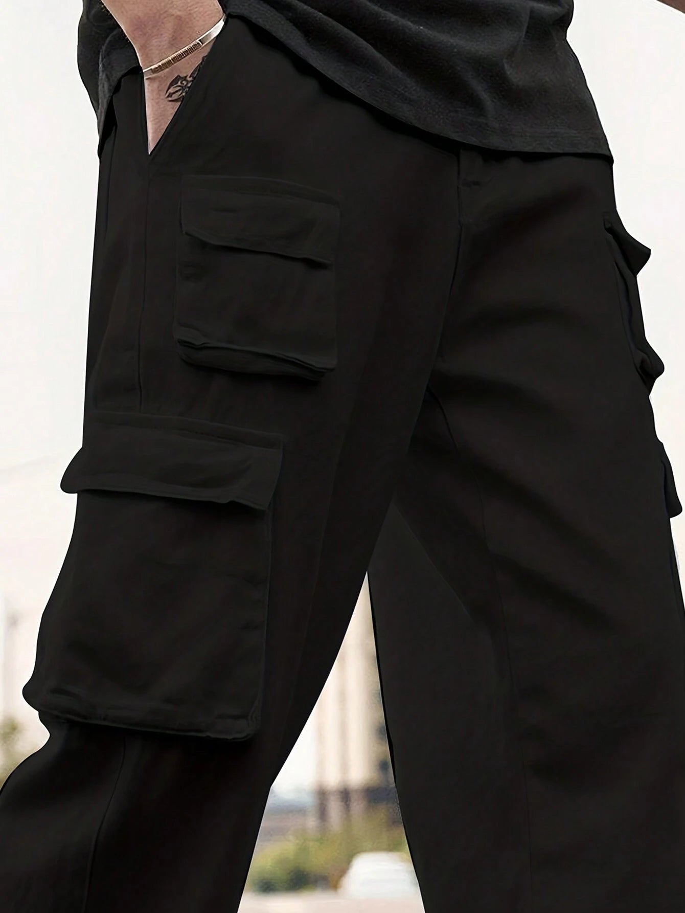 Men'S Solid Color Pocket Design Casual Pants for Everyday Wear