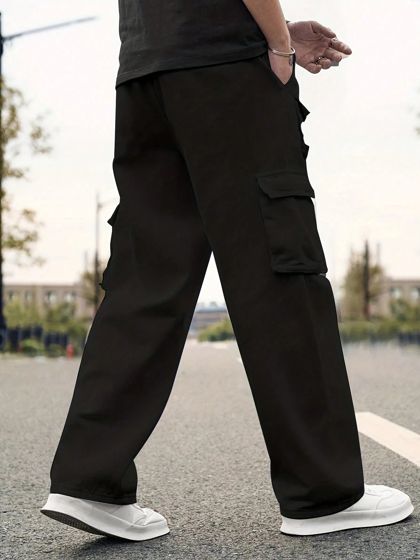 Men'S Solid Color Pocket Design Casual Pants for Everyday Wear