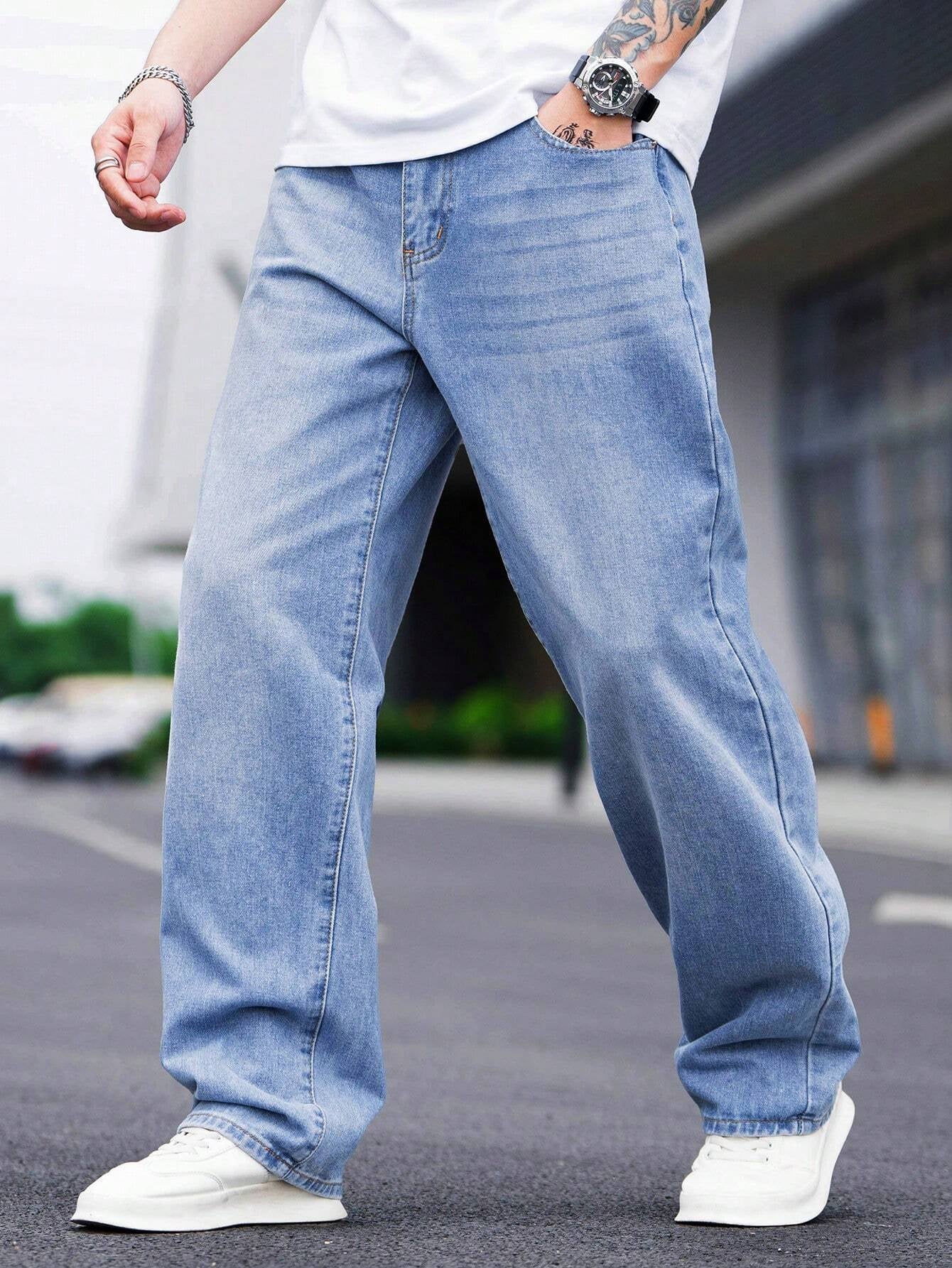 Manfinity Hypemode Men Cotton Slant Pocket Loose Fit Jeans