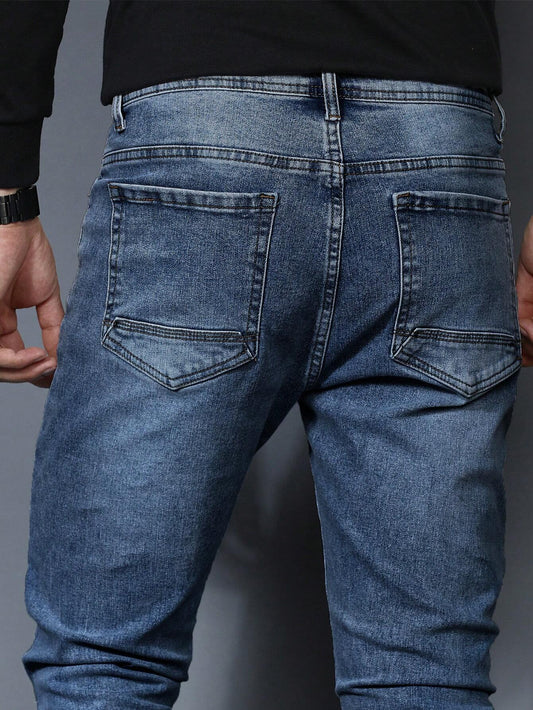 Manfinity LEGND Men'S Skinny Ripped Washed Denim Jeans