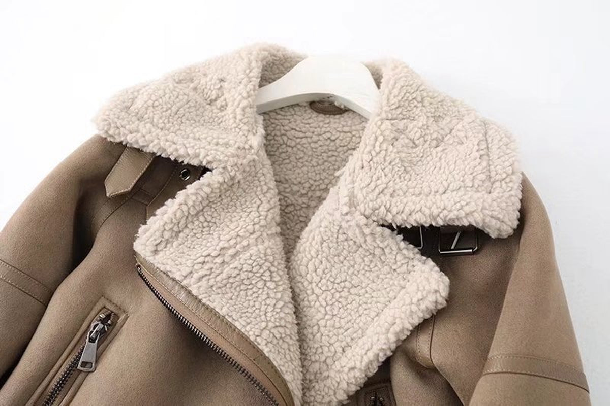 Fleece Autumn and Winter Suede Fur Jacket Motorcycle
