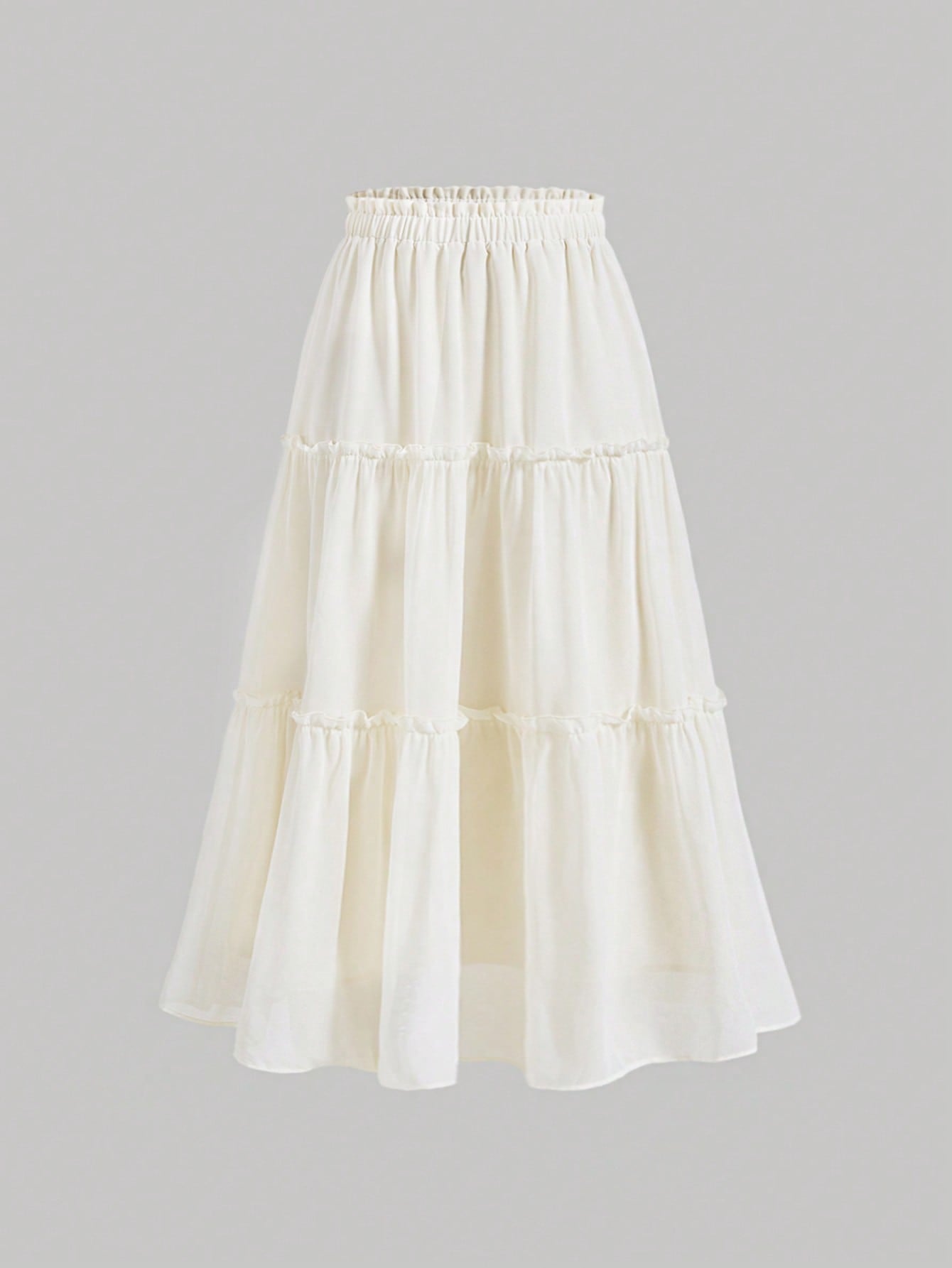 MOD Ruffle Skirt Boho Long Skirt Break Paperbag Waist Frill Trim Ruffle Hem Skirt