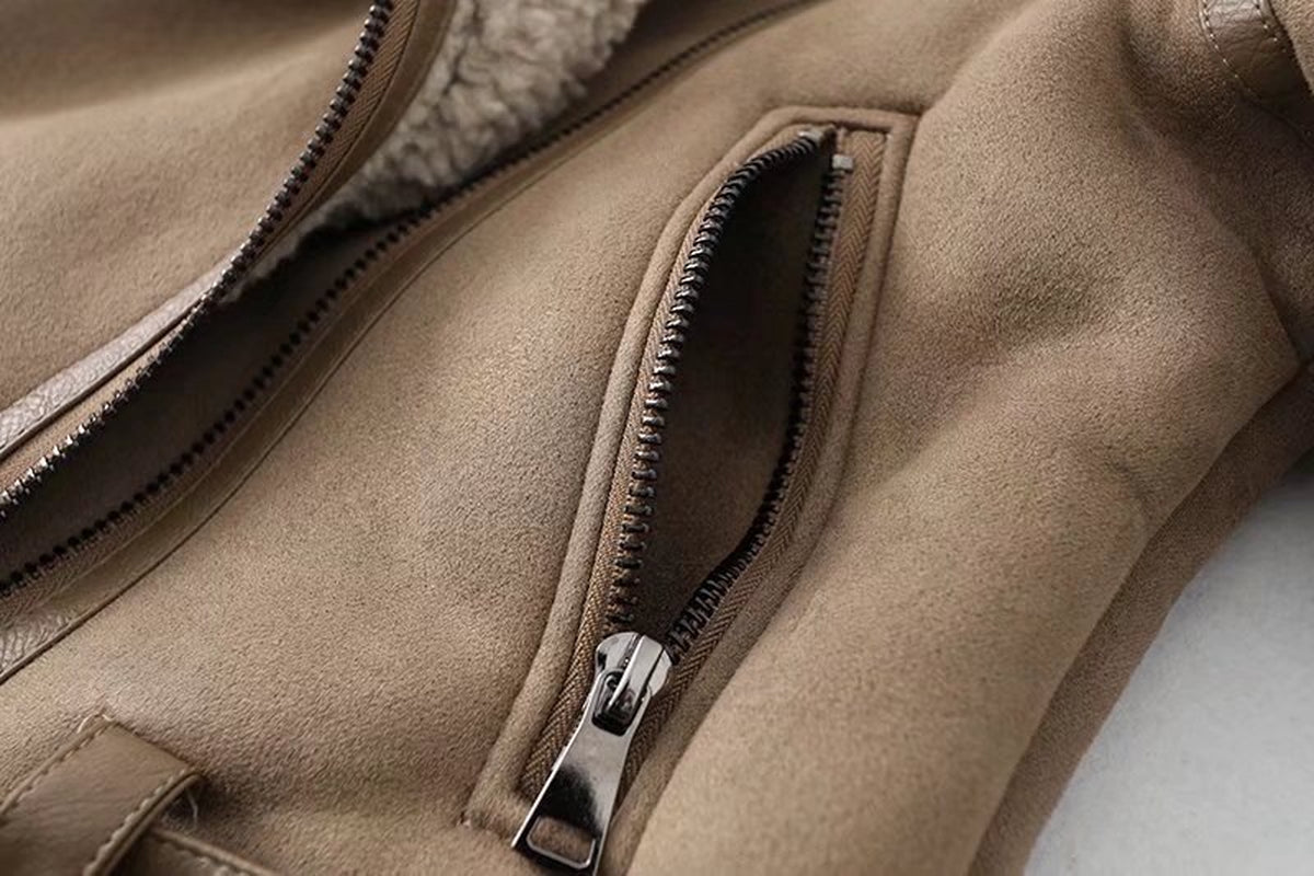 Fleece Autumn and Winter Suede Fur Jacket Motorcycle