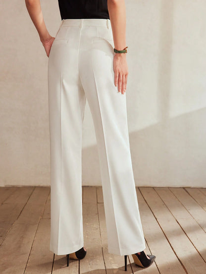 MOTF Classy SOLID SLANT POCKET SEAM FRONT SUIT PANTS,TAILORED PANTS
