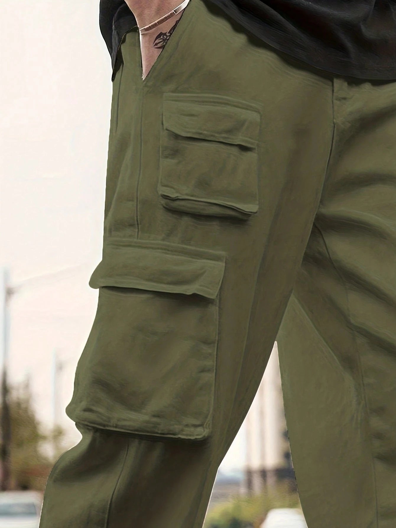 Men'S Solid Color Casual Pants with Pockets, Daily Match