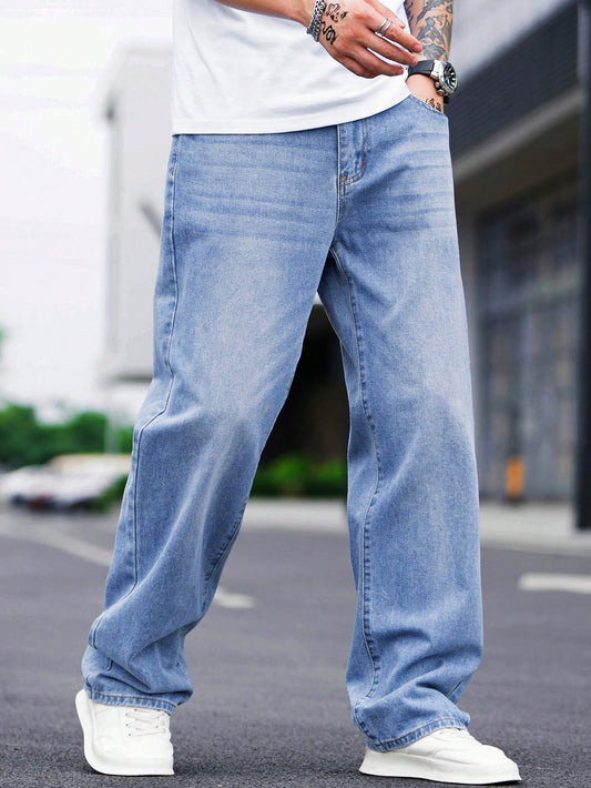 Manfinity Hypemode Men Cotton Slant Pocket Loose Fit Jeans