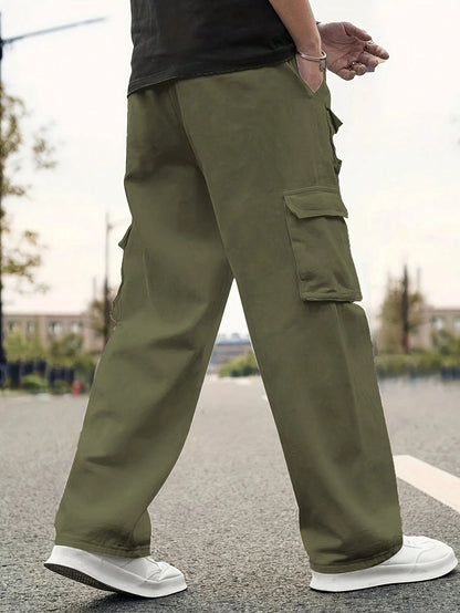 Men'S Solid Color Casual Pants with Pockets, Daily Match