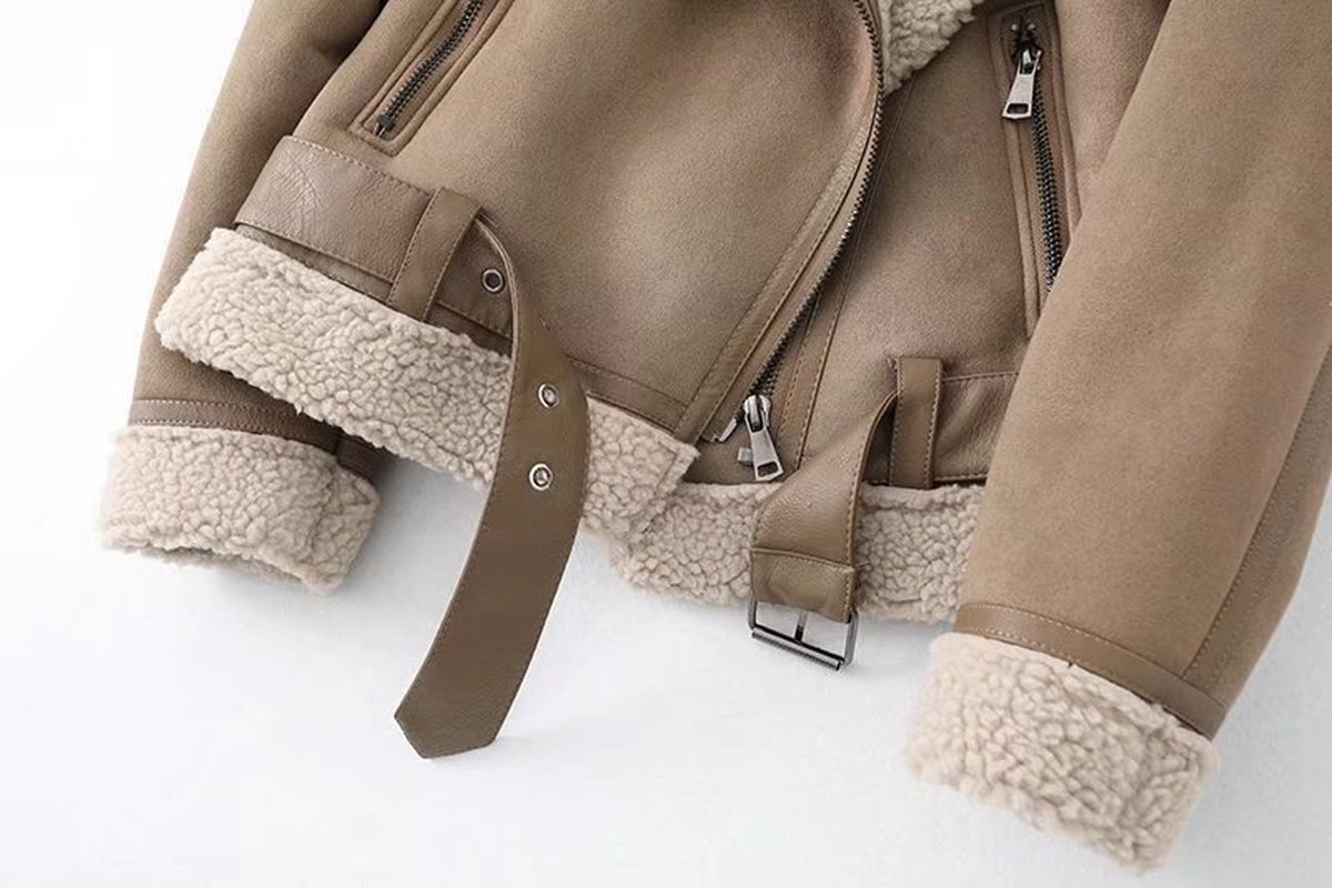 Fleece Autumn and Winter Suede Fur Jacket Motorcycle